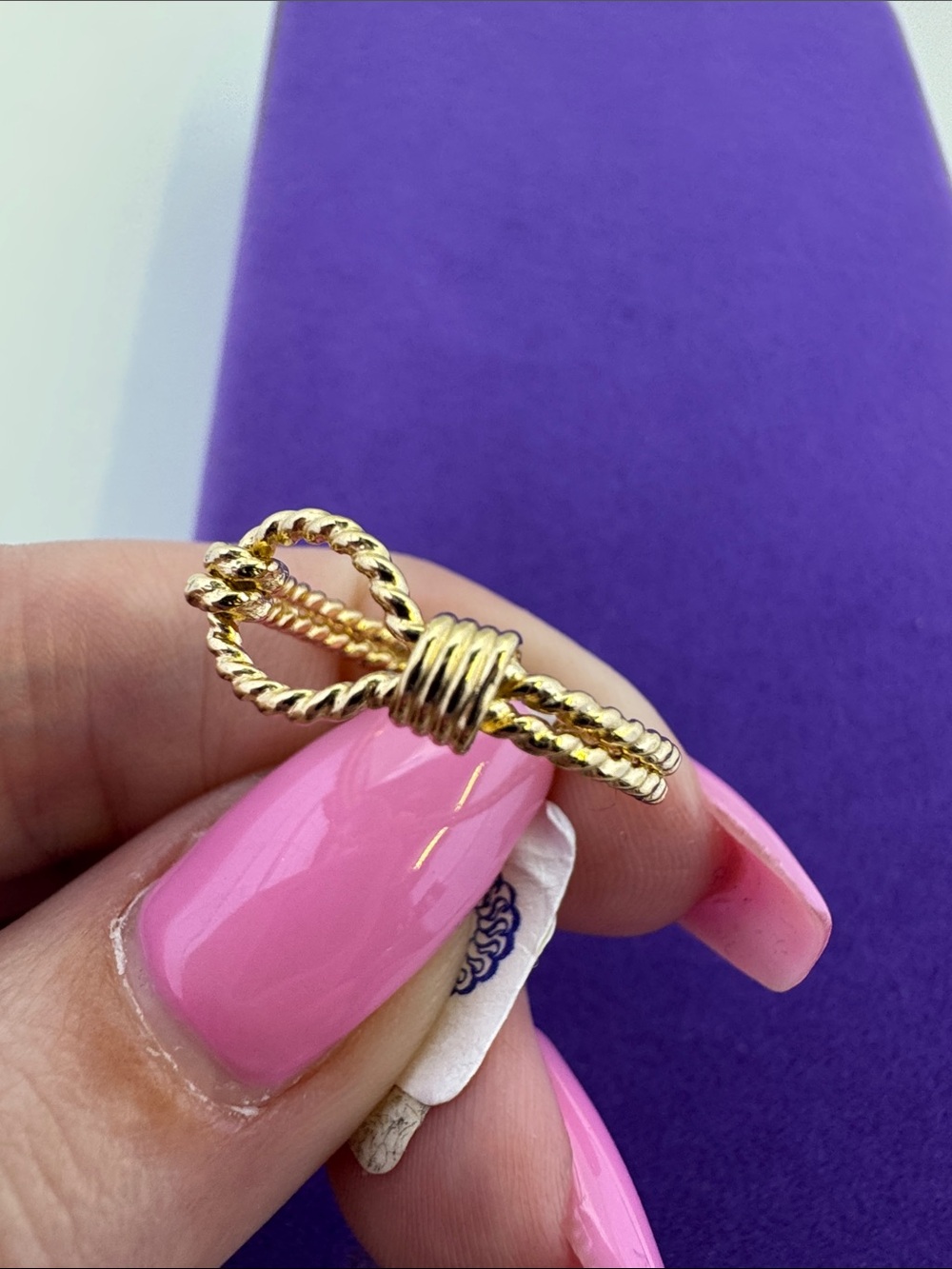 💛 Vintage Gold Plated Nautical Rope Knot Ring | Minimalist Stacking NOS - Picture 5 of 7